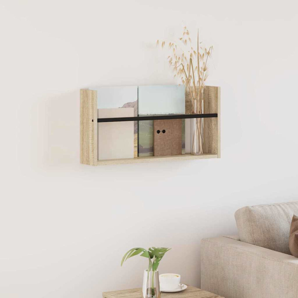 Vidaxl Magazine Rack Sonoma Oak 60 X 12 X 30 Cm Engineered Wood