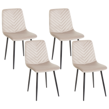Set of 4 Dining Chairs HAVRE Velvet Beige