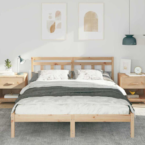 VidaXL vidaXL Bed Frame Brown 140 x 200 cm Solid Pine Wood 2