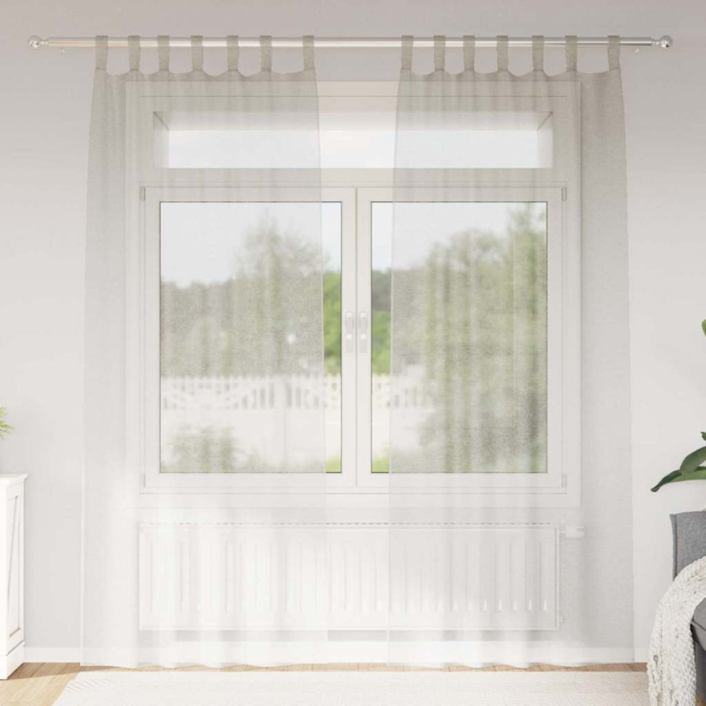 Vidaxl Voile Curtain With Curtains 2 Pcs Cream 245 X 140 Cm Polyester