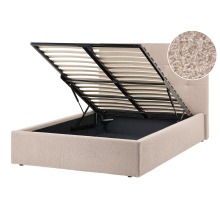 Ottoman Bed Boucle LORIENT 120 x 200 cm (EU Small Double) Beige
