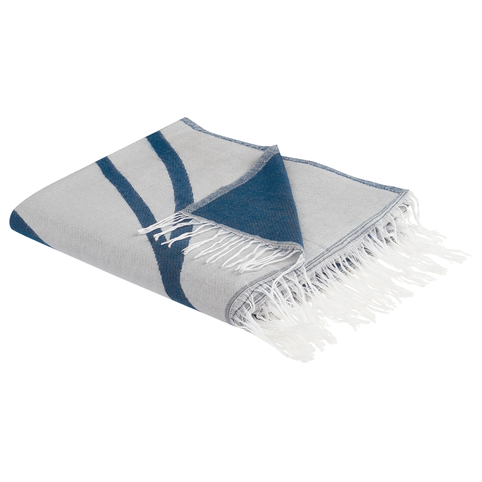 Beliani Blanket Haprek 130 X 170 Cm Blue Blue,White