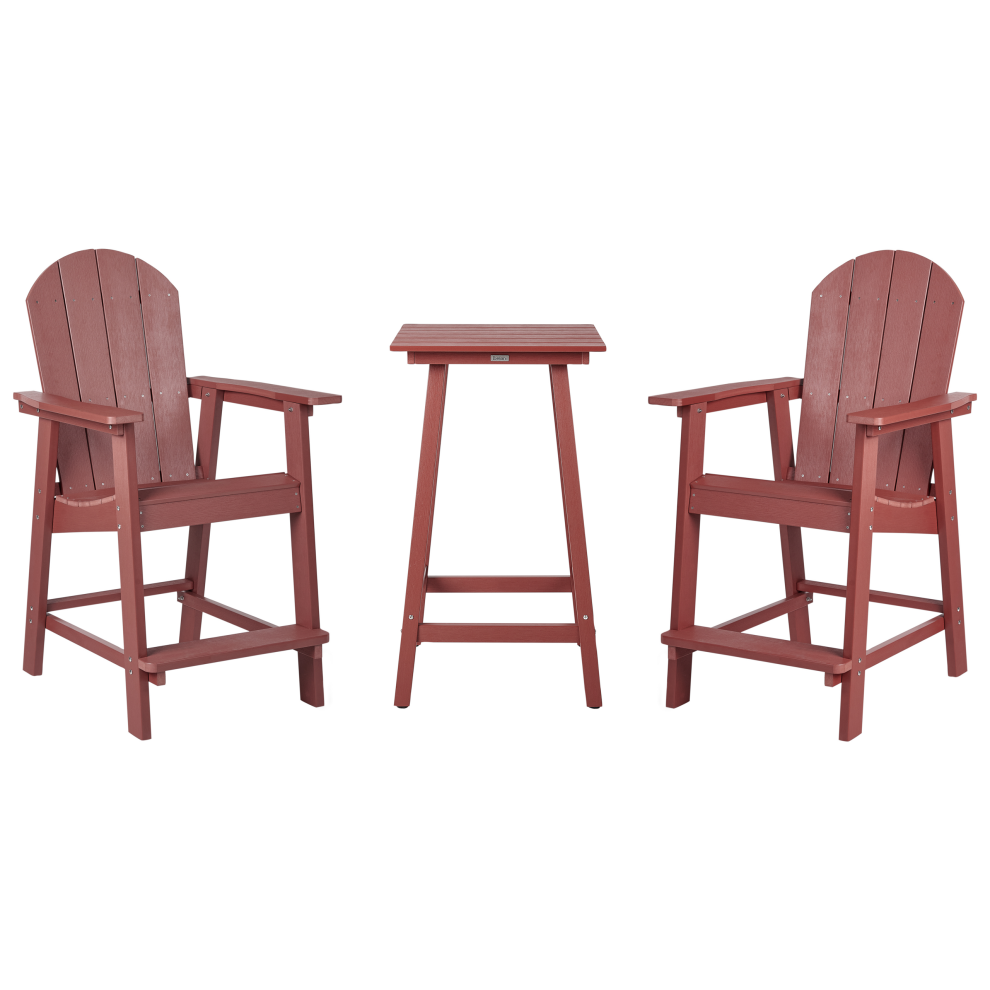 Beliani Bistro Set Adirondack Red