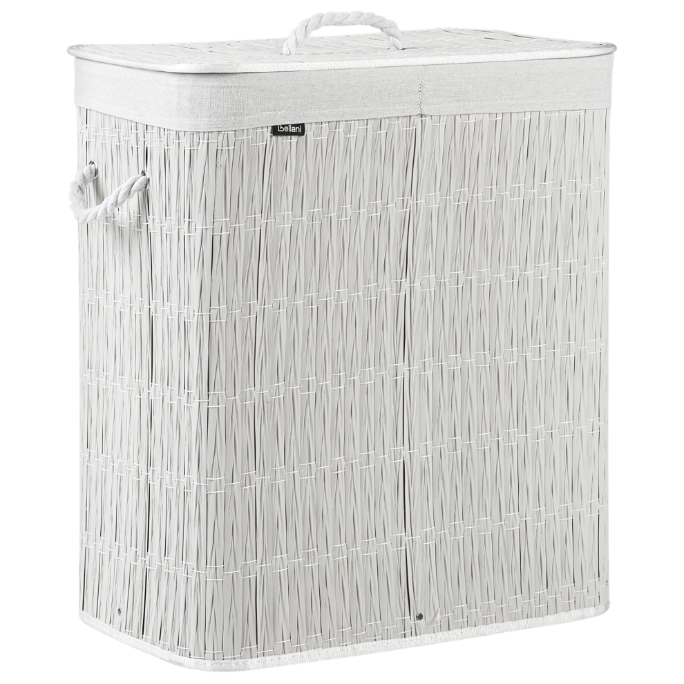 Beliani Laundry Basket With Lid Arraias Fabric White 100 L