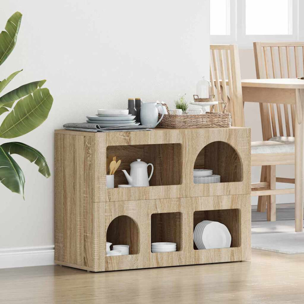Vidaxl Sideboard Sonoma Oak 80.5 X 35 X 59 Cm Engineered Wood