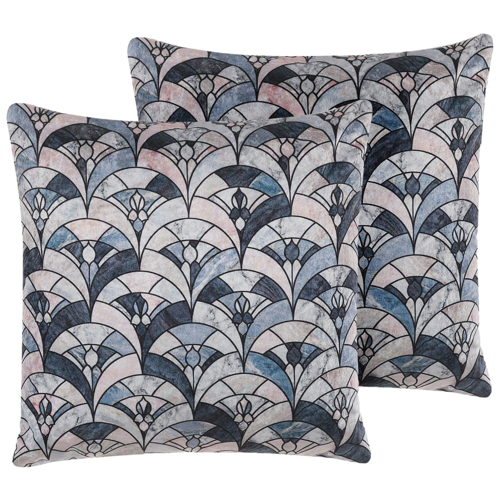 Beliani Set Of 2 Decorative Cushions Koodal 45 X 45 Cm Multicolour Geometric Pattern