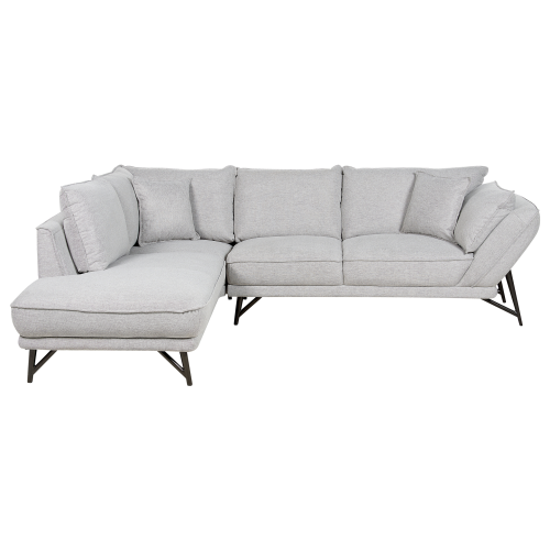Beliani Corner Sofa 3 Seater ELGA Linen Light Grey Right Hand