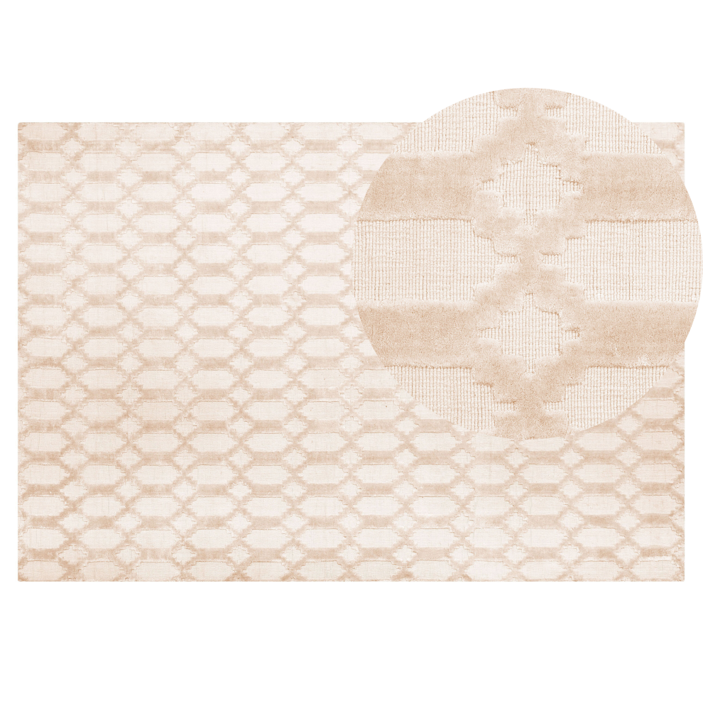 Beliani Rug Cizre Beige 140 X 200 Cm Viscose