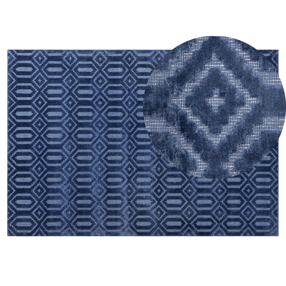 Beliani Rug Adatepe Navy Blue 140 X 200 Cm Viscose