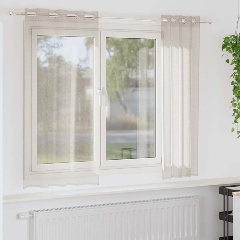 Vidaxl Voile Curtain With Curtains 2 Pcs Sand 175 X 140 Cm Polyester