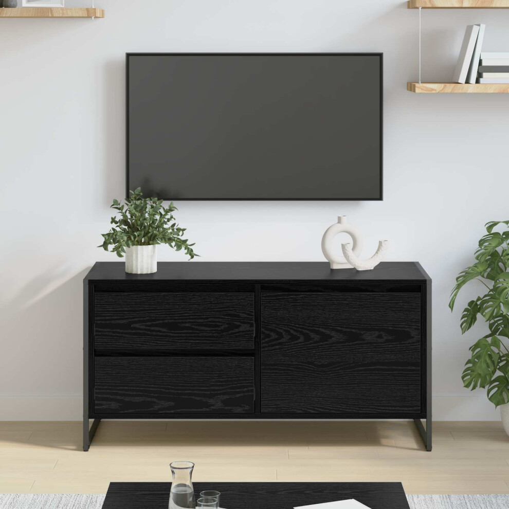 Vidaxl Tv Cabinet Oak 100 X 36 X 49.5 Cm Engineered Wood Black