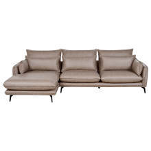 Corner Sofa 3 Seater GALLO Faux Suede Light Brown Right Hand