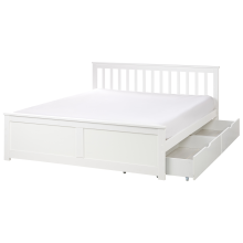 Bed with 2 Drawers Pine Wood OLENDON 160 x 200 cm (EU King Size) White