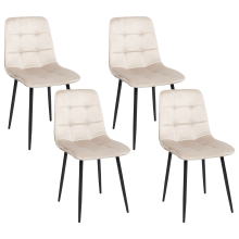 Set of 4 Dining Chairs POWELL Velvet Beige