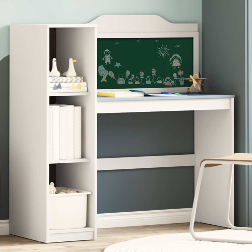 VidaXL vidaXL Desk with Open Storage and Chalkboard ROROS White and Grey