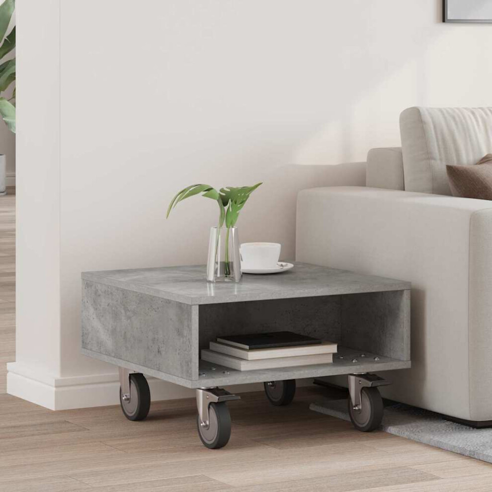 Vidaxl Side Table With Wheels Concrete 50.5 X 50 X 30 Cm Grey