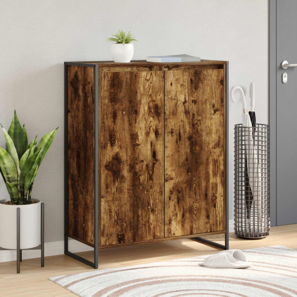 Vidaxl Shoe Cabinet Smoke Oak 79 X 36 X 100 Cm Engineered Wood