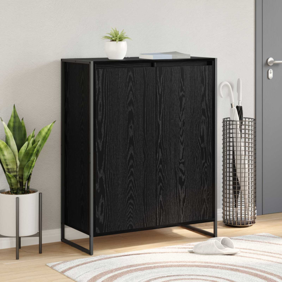 Vidaxl Shoe Cabinet Oak 79 X 36 X 100 Cm Engineered Wood Black