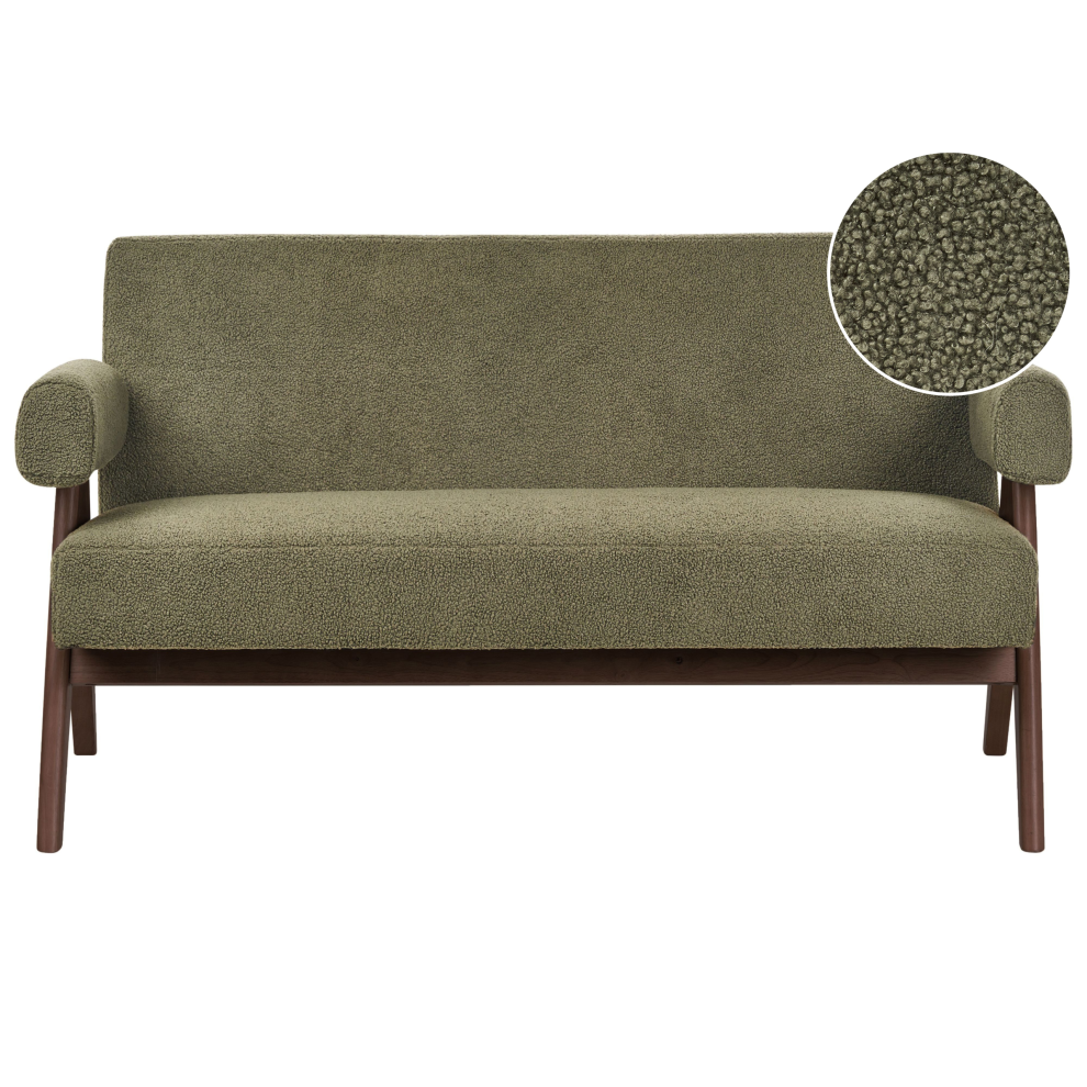 Beliani Sofa 2 Seater Tamre Boucle Green/ Dark Brown Green,Brown