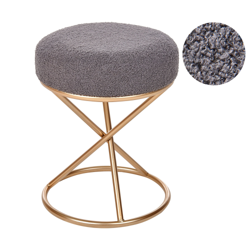 Beliani Footstool PRESHO Boucle Grey