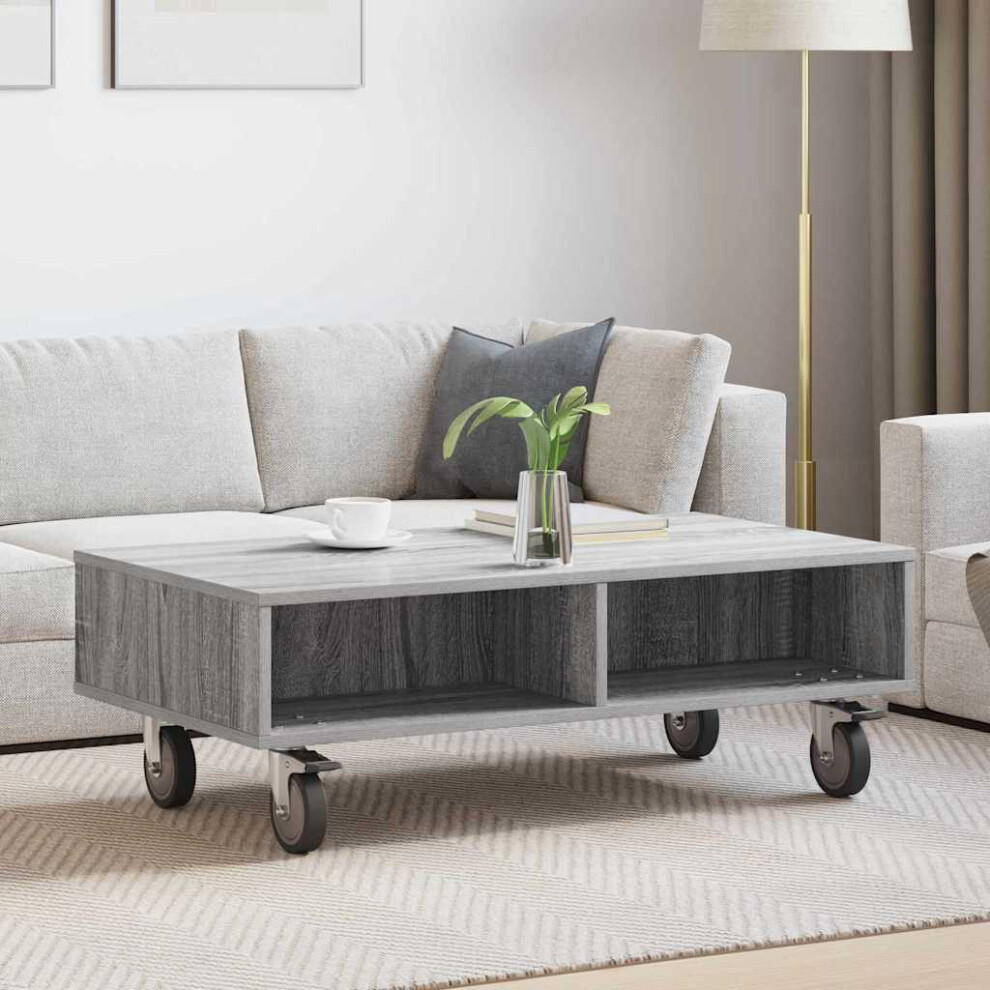 Vidaxl Side Table With Wheels Sonoma 90 X 50 X 30 Cm Grey