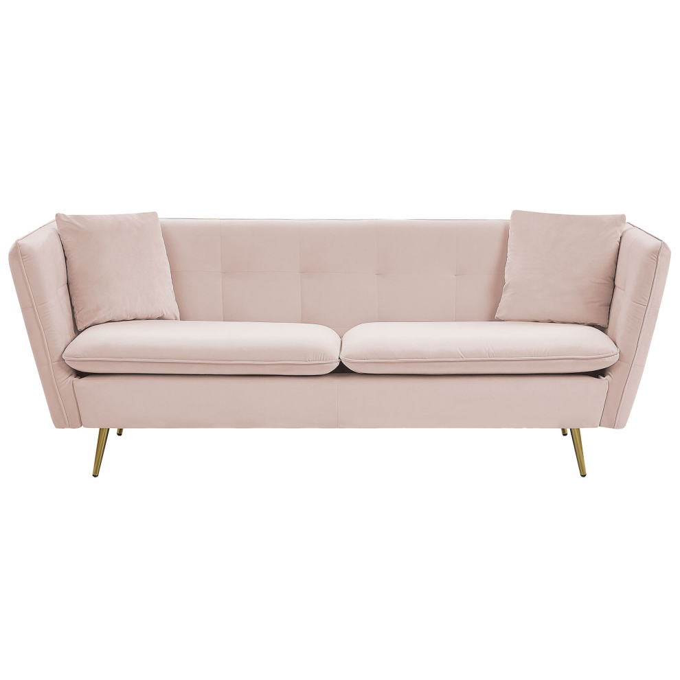 Beliani Sofa 3 Seater Frederica Velvet Pink