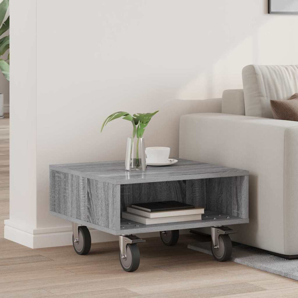 Vidaxl Side Table With Wheels Sonoma 50.5 X 50 X 30 Cm Grey