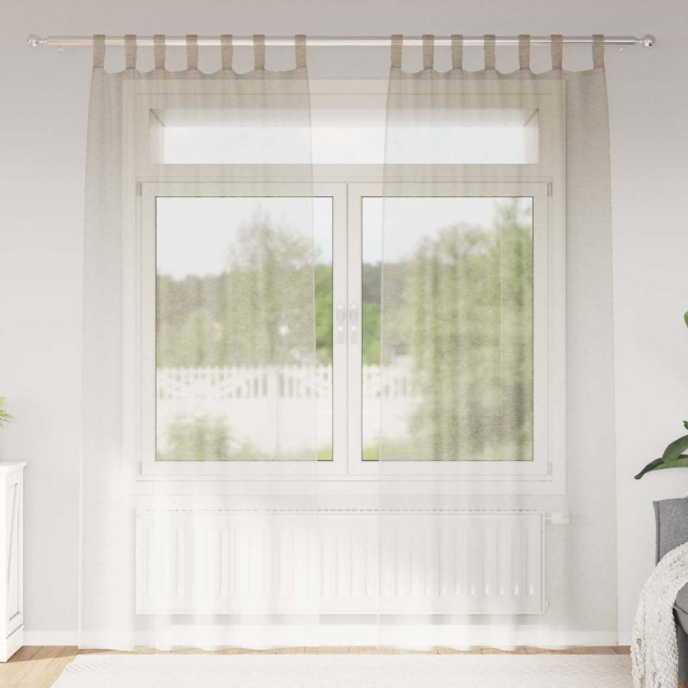 Vidaxl Voile Curtain With Curtains 2 Pcs Sand 260 X 140 Cm Polyester