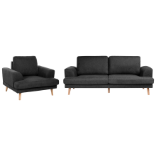 Living Room Set 4 Seater KILDAL Fabric Black