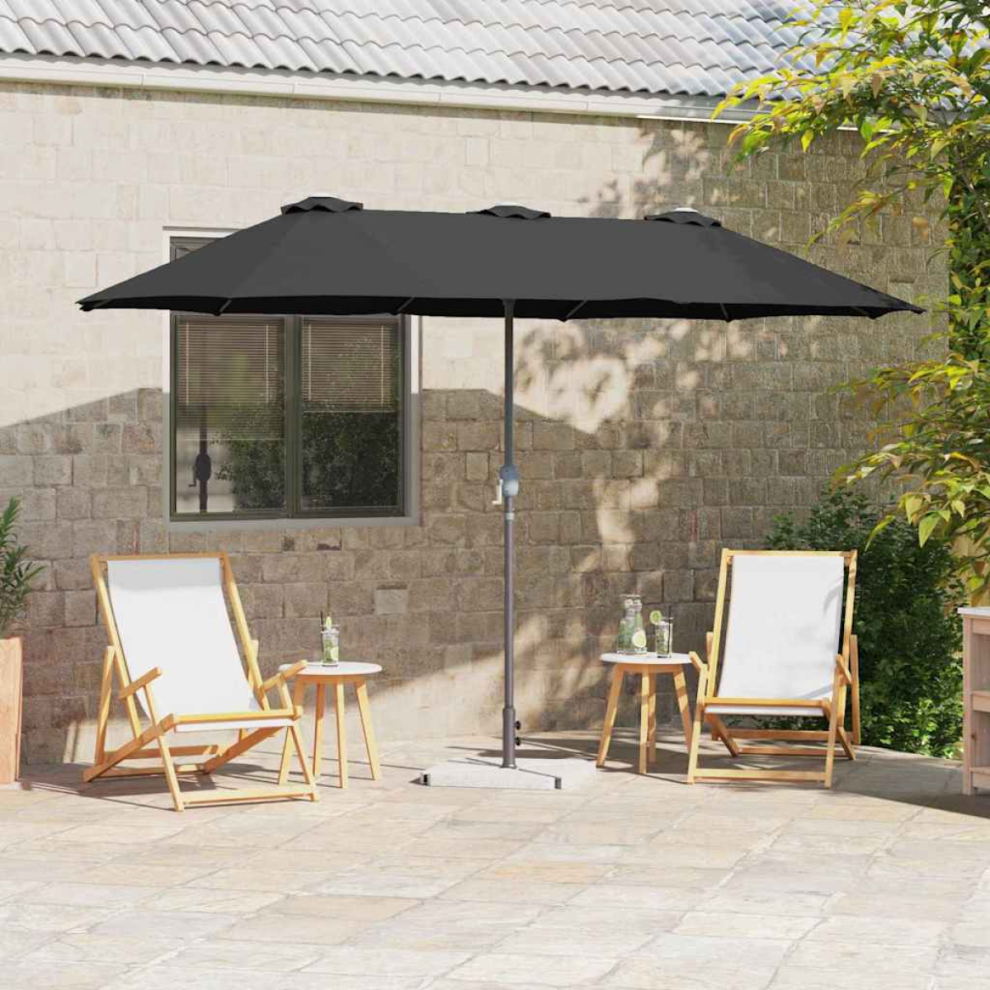 Vidaxl Garden Parasol Black 370 X 197 X 239 Cm Polyester And Aluminium