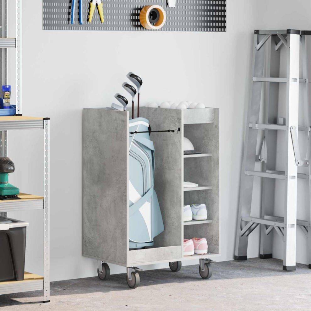 Vidaxl Golf Cabinet With Wheel Plain Concrete 65 X 45 X 98 Cm Grey