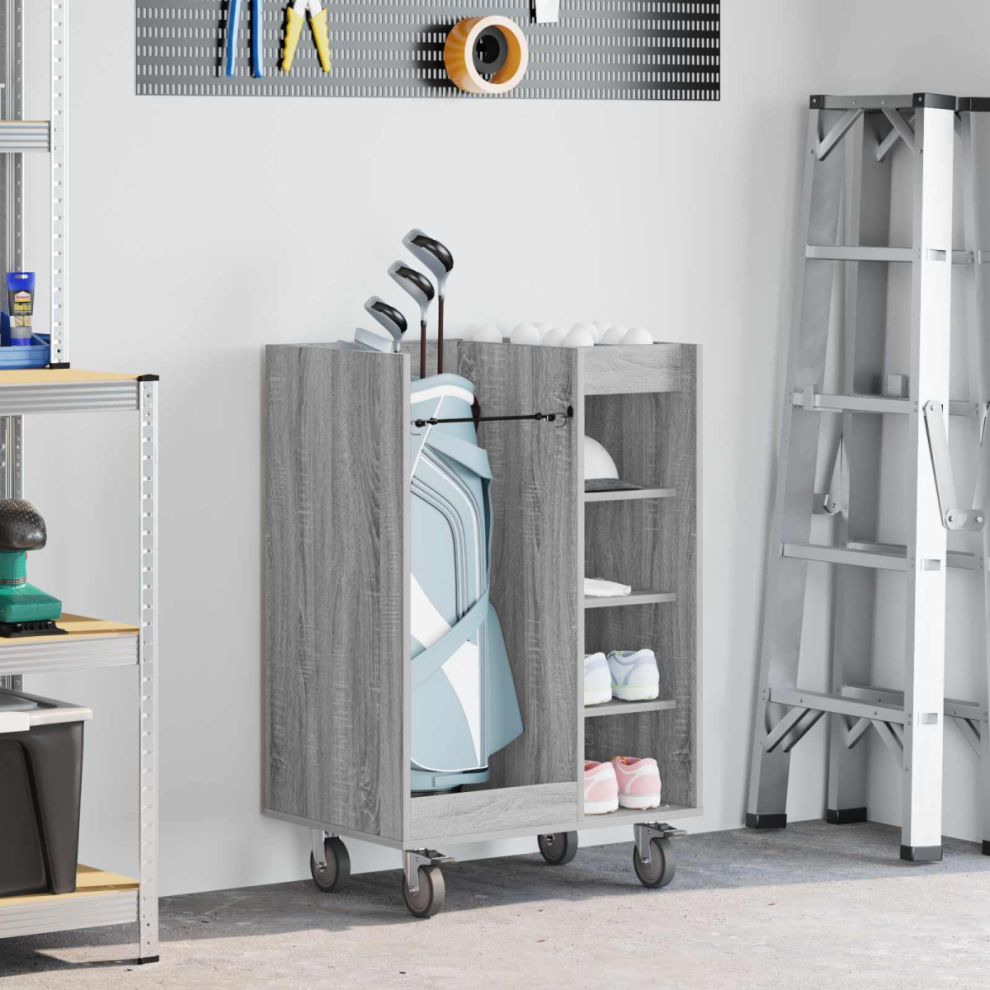 Vidaxl Golf Cabinet With Wheel Plain Sonoma 65 X 45 X 98 Cm Grey