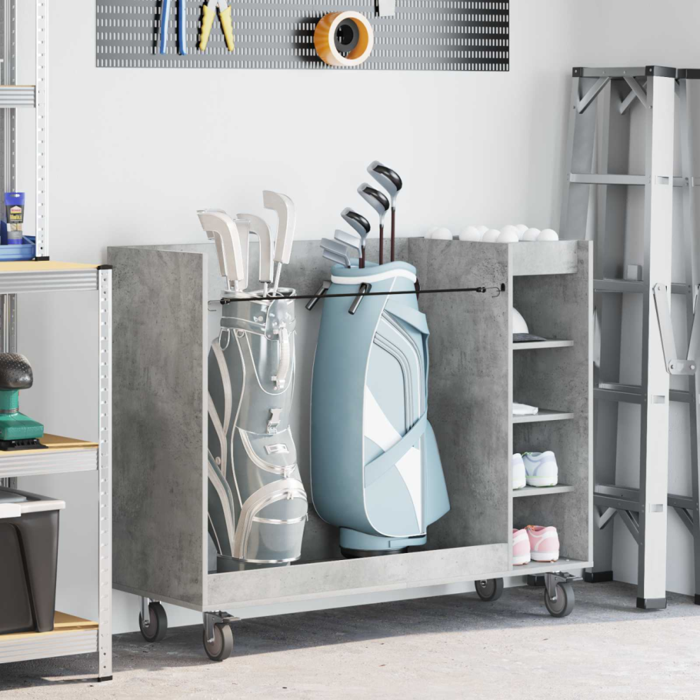 Vidaxl Golf Cabinet With Wheel Plain Concrete 120 X 45 X 98 Cm Grey