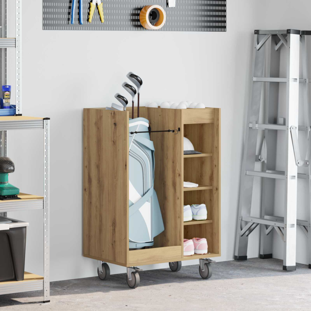 Vidaxl Golf Cabinet With Wheel Plain Artisan Oak 65 X 45 X 98 Cm