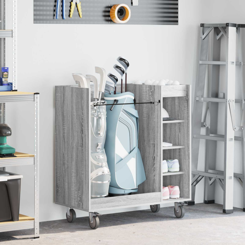 Vidaxl Golf Cabinet With Wheel Plain Sonoma 90 X 45 X 98 Cm Grey