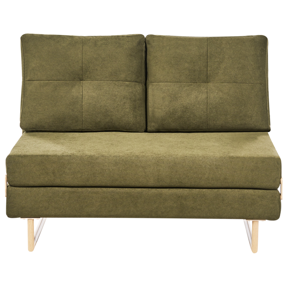 Beliani Sofa Bed 2 Seater Jerslev Fabric Green
