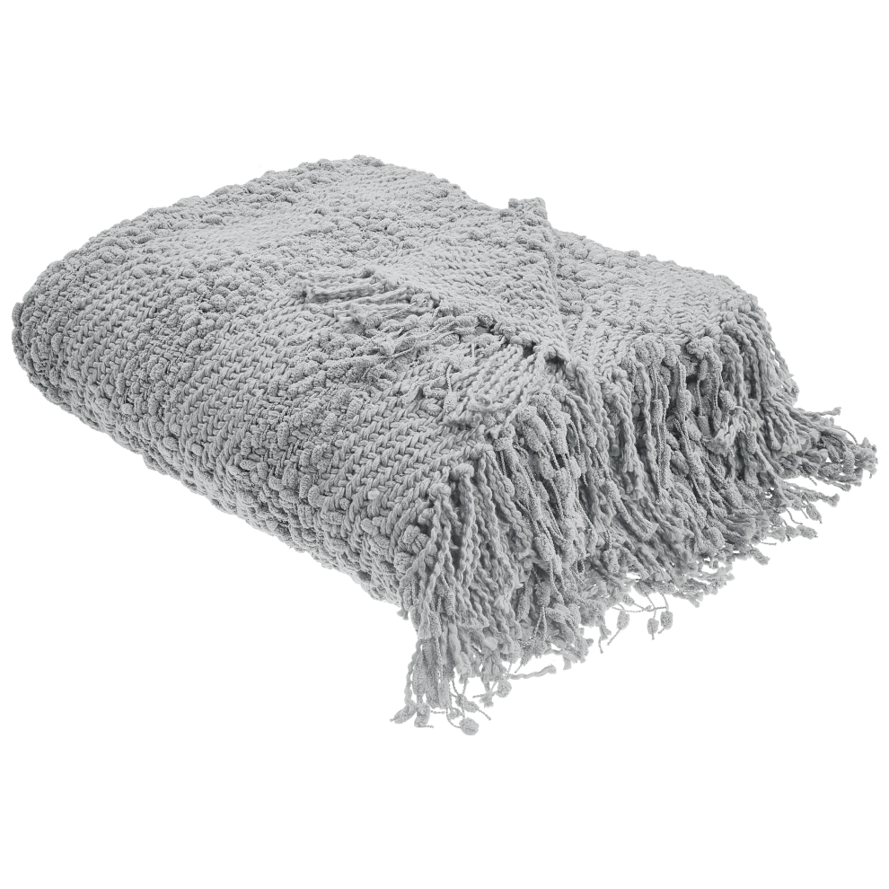 Beliani Blanket Vella Cotton 150 X 200 Cm Grey