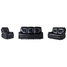 Manual Recliner Living Room Set 6 Seater BERGEN Faux Leather Black
