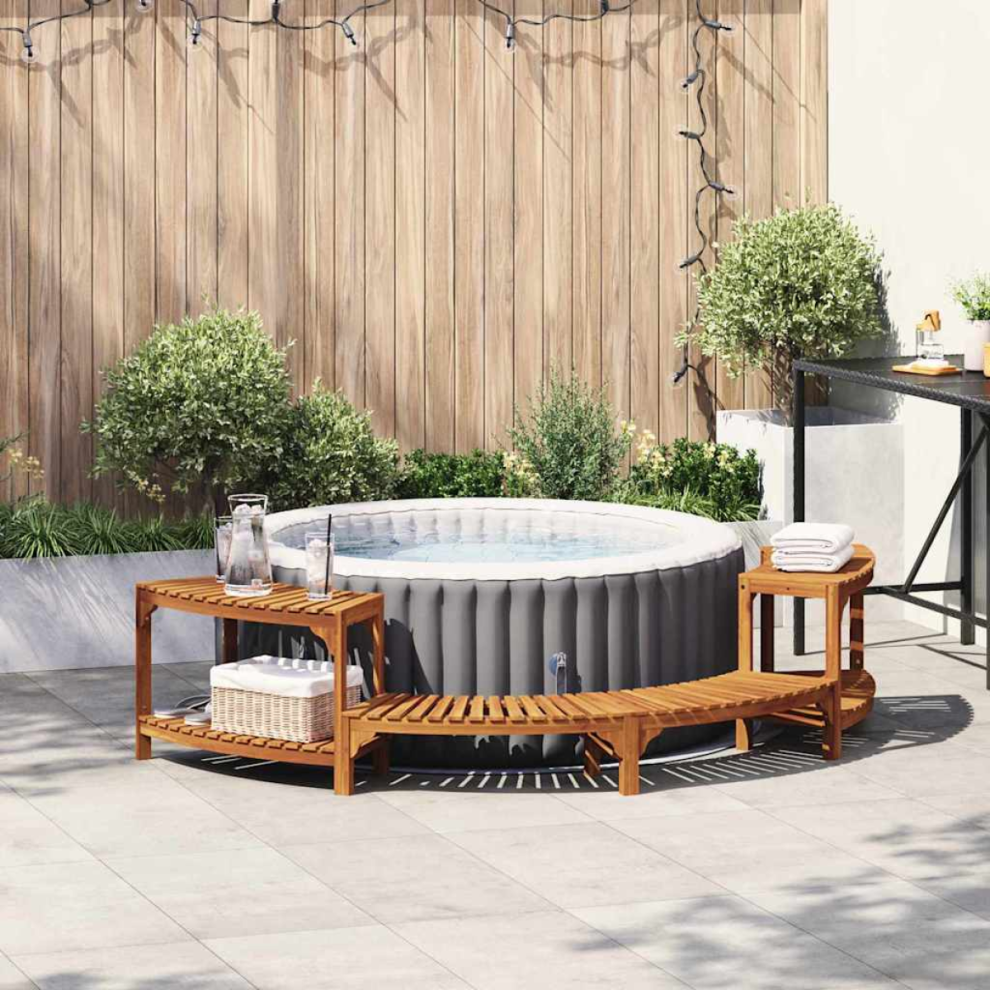 Vidaxl Hot Tub Surround Half-Round Brown 252 X 112 X 55.5 Cm