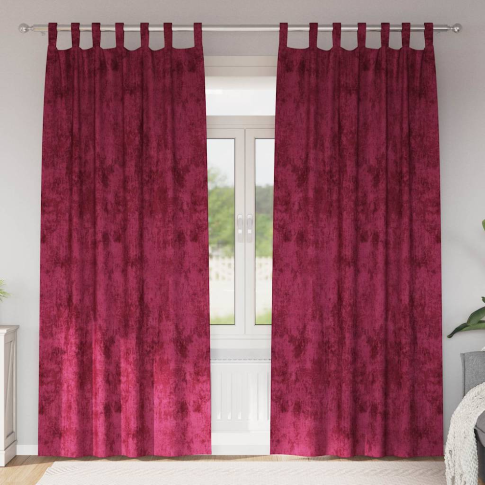 VIDAXL - Velvet Curtains - 225 x 140 cm - Wine Red - Image 2