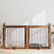 vidaXL Dog Gate with Stands 4 pcs Old Wood 100 x 100 cm