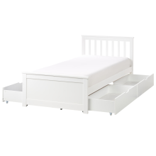 Bed with 4 Drawers Pine Wood OLENDON 90 x 200 cm (EU Single) White