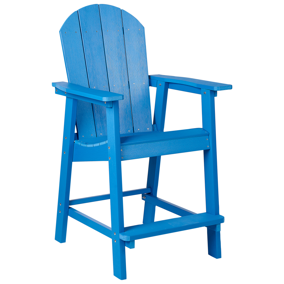 Beliani Garden Bar Chair Adirondack Synthetic Material Blue