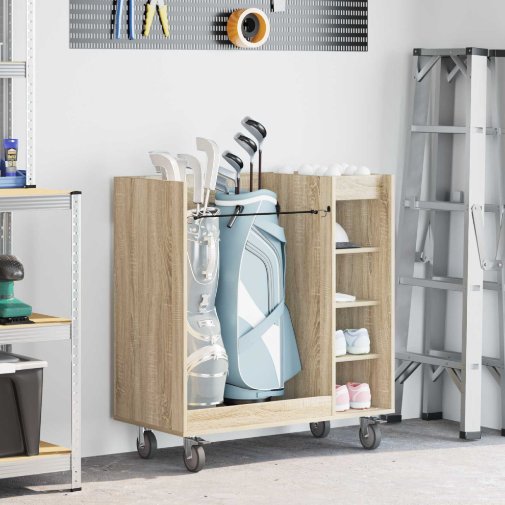 Vidaxl Golf Cabinet With Wheel Plain Sonoma Oak 90 X 45 X 98 Cm