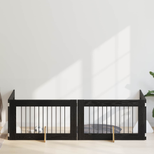 vidaXL Dog Gate with Stands 4 pcs Black Oak 100 x 60 cm