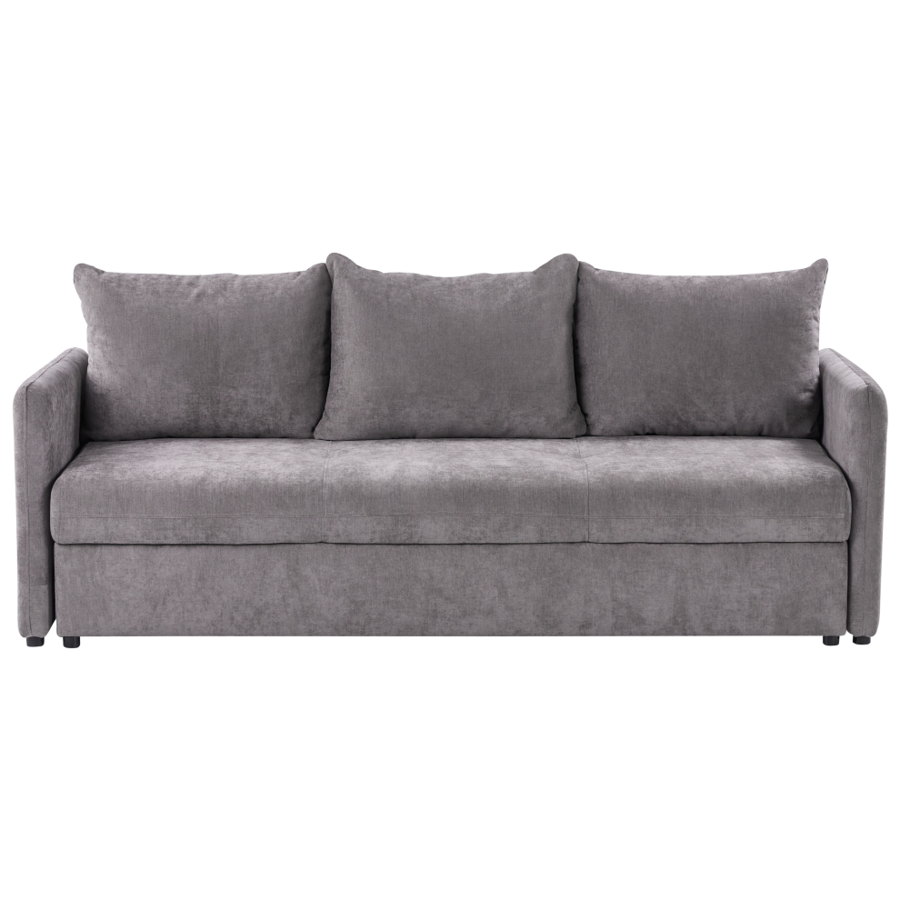 Beliani Sofa Bed 3 Seater Holsen Chenille Taupe With Storage Brown