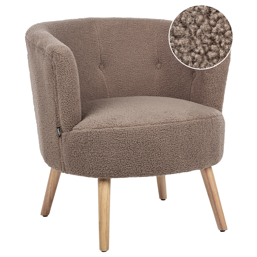 Beliani Armchair Odenzen Boucle Brown