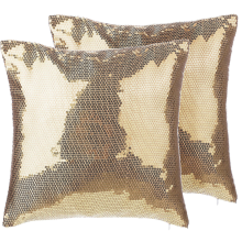 Set of 2 Decorative Cushions ASTER 45 x 45 cm Gold Solid