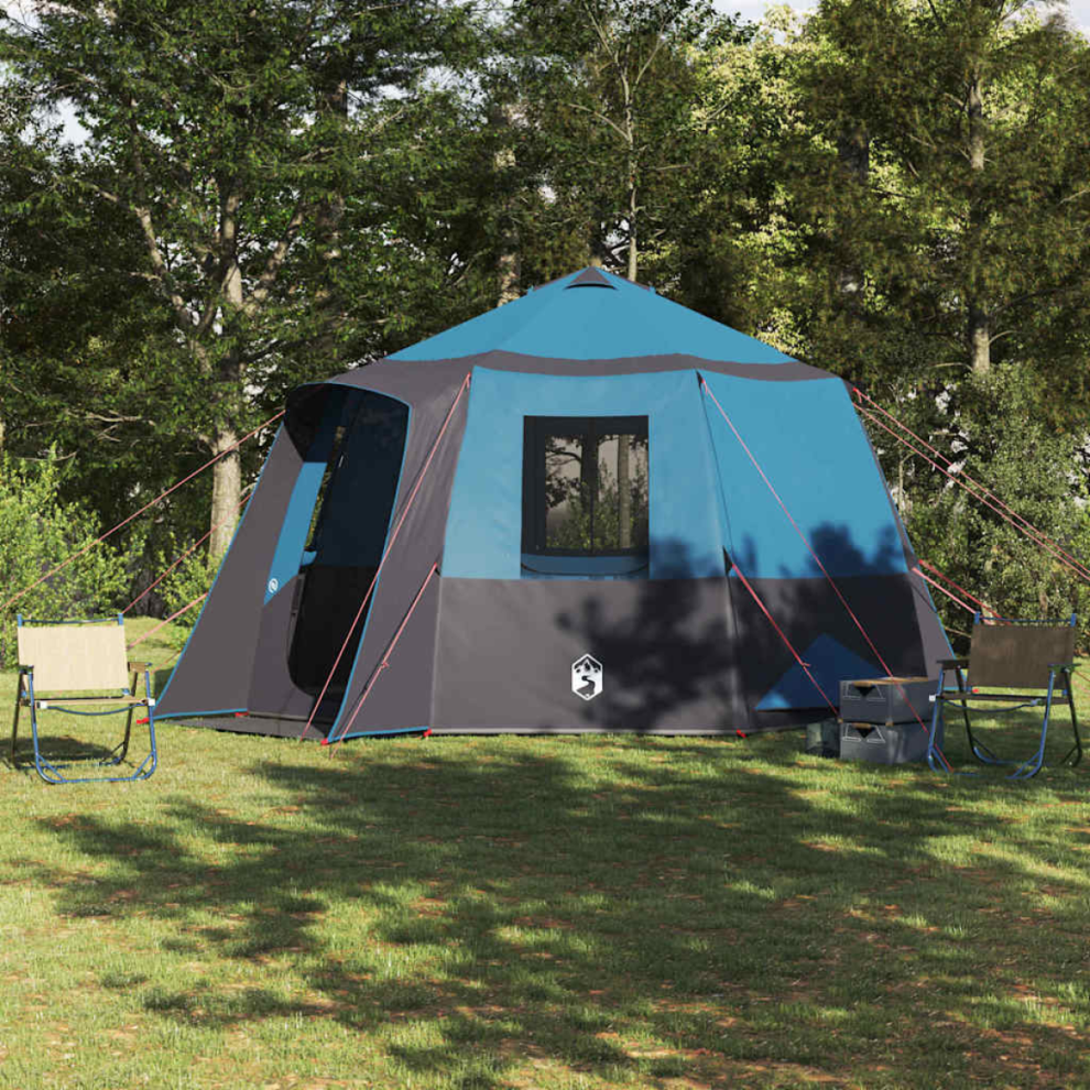 Vidaxl Cabin Tent 12-Person With Roof Blue And Grey 405 X 405 X 273 Cm