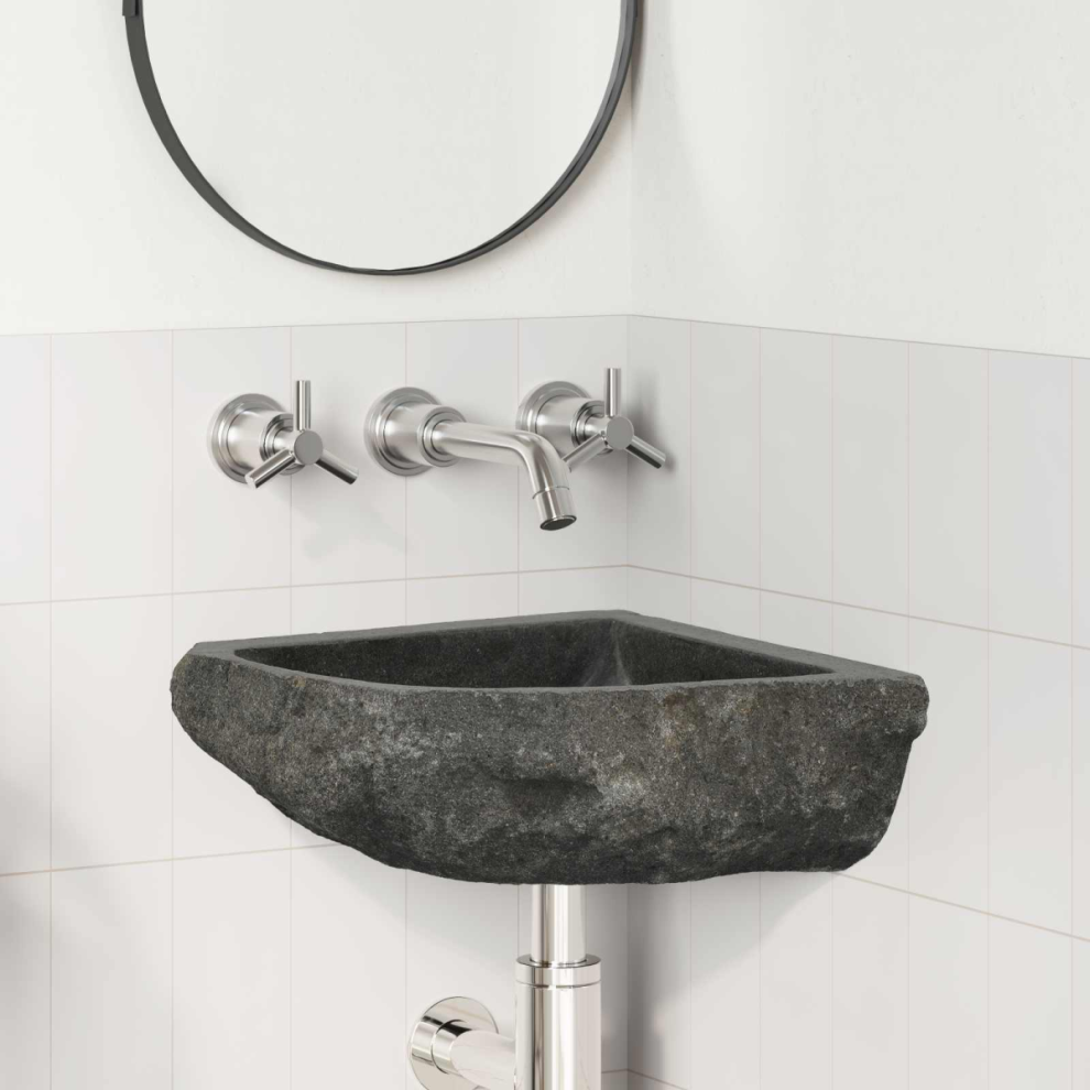 Vidaxl Basin Grey (30-37) X (30-37) X 12 Cm River Stone